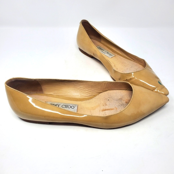 Jimmy Choo Shoes - Jimmy Choo Nude Patent Flats